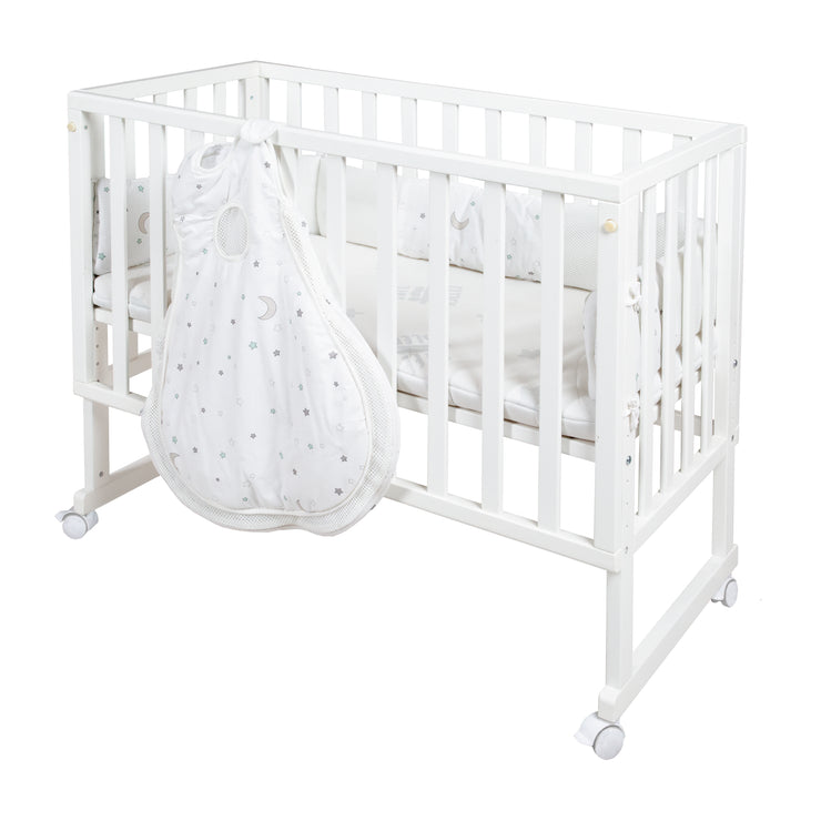 Stubenbett 'safe asleep®' 3 en 1, 'Star magic', extra bed white, baby cot & bench, incl.