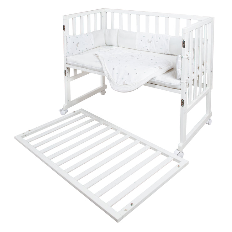 Stubenbett 'safe asleep®' 3 in 1, 'Sternenzauber', Beistellbett weiß, Babybett & Bank, inkl. Zubehör