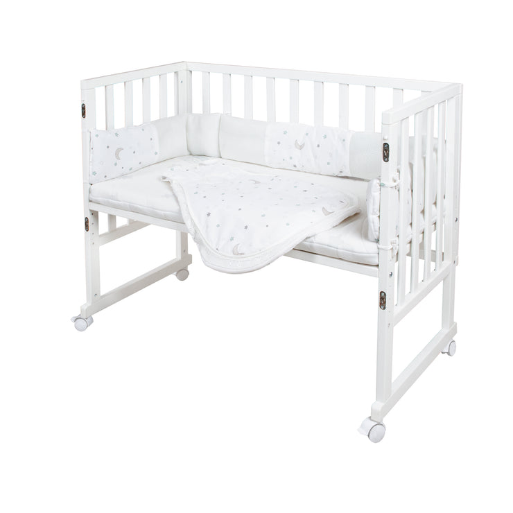 Stubenbett 'safe asleep®' 3 in 1, 'Sternenzauber', Beistellbett weiß, Babybett & Bank, inkl. Zubehör