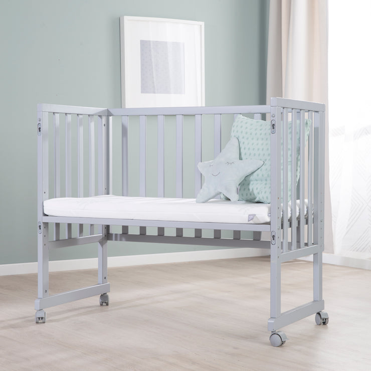 Convertible 3-in-1 Crib & Co-Sleeper with Barrier + Mattress - Taupe Wood