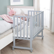 Convertible 3-in-1 Crib & Co-Sleeper with Barrier + Mattress - Taupe Wood