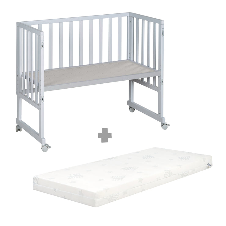Convertible 3-in-1 Crib & Co-Sleeper with Barrier + Mattress - Taupe Wood