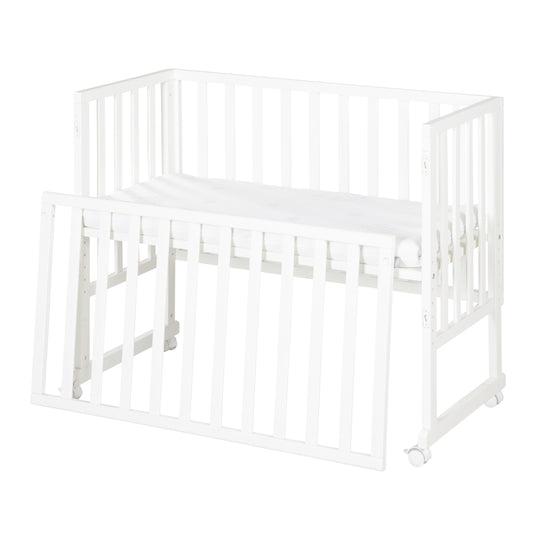 Berceau et lit cododo 3en1 avec barrière + matelas - bois blanc