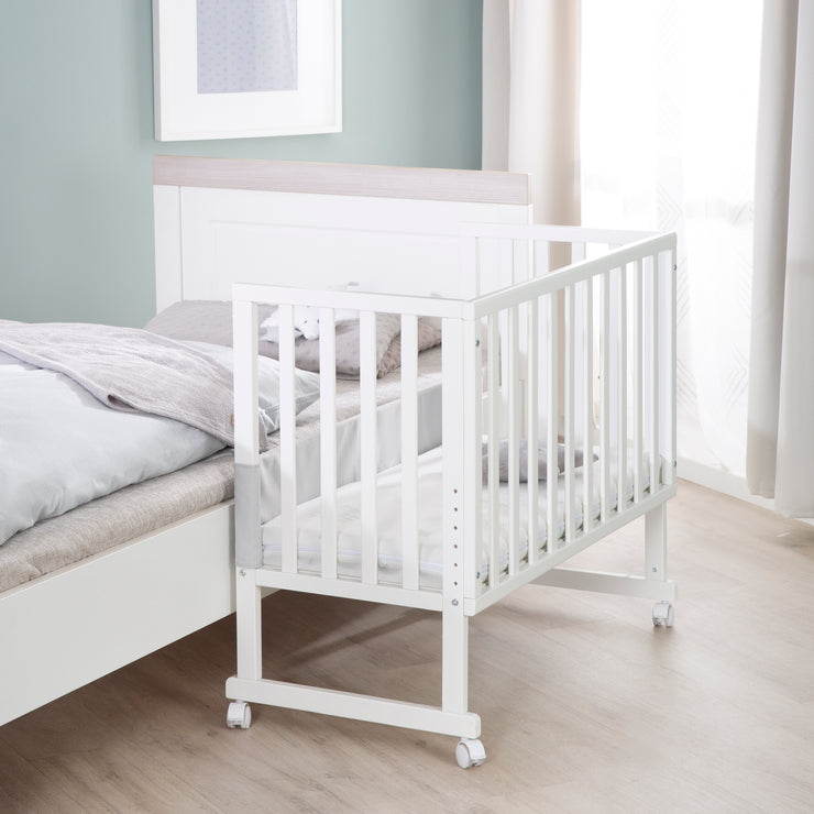 Berceau cododo 3 en 1 avec barrière + matelas - Bois blanc