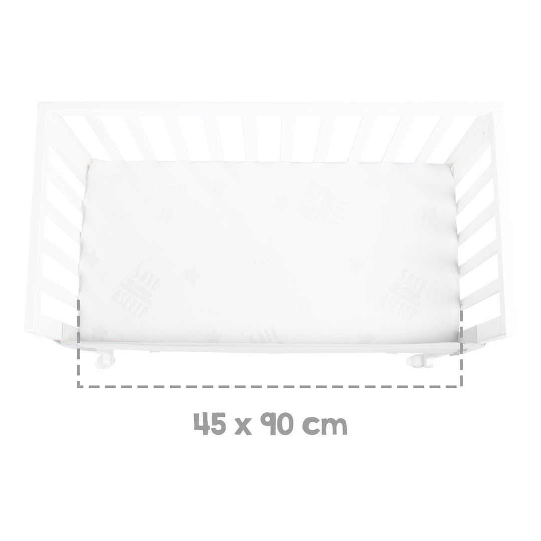 Berceau et lit cododo 3en1 avec barrière + matelas - bois blanc