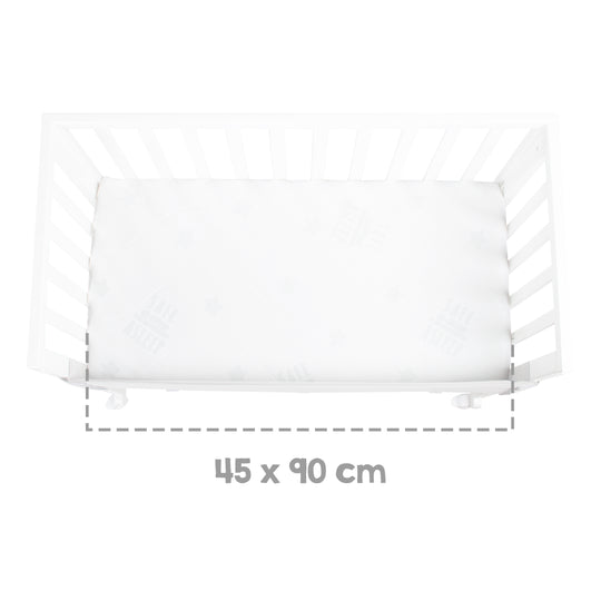 Berceau et lit cododo 3en1 avec barrière + matelas - bois blanc