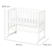 Culla co-sleeping 3 in 1 con barriera + materasso - Legno bianco