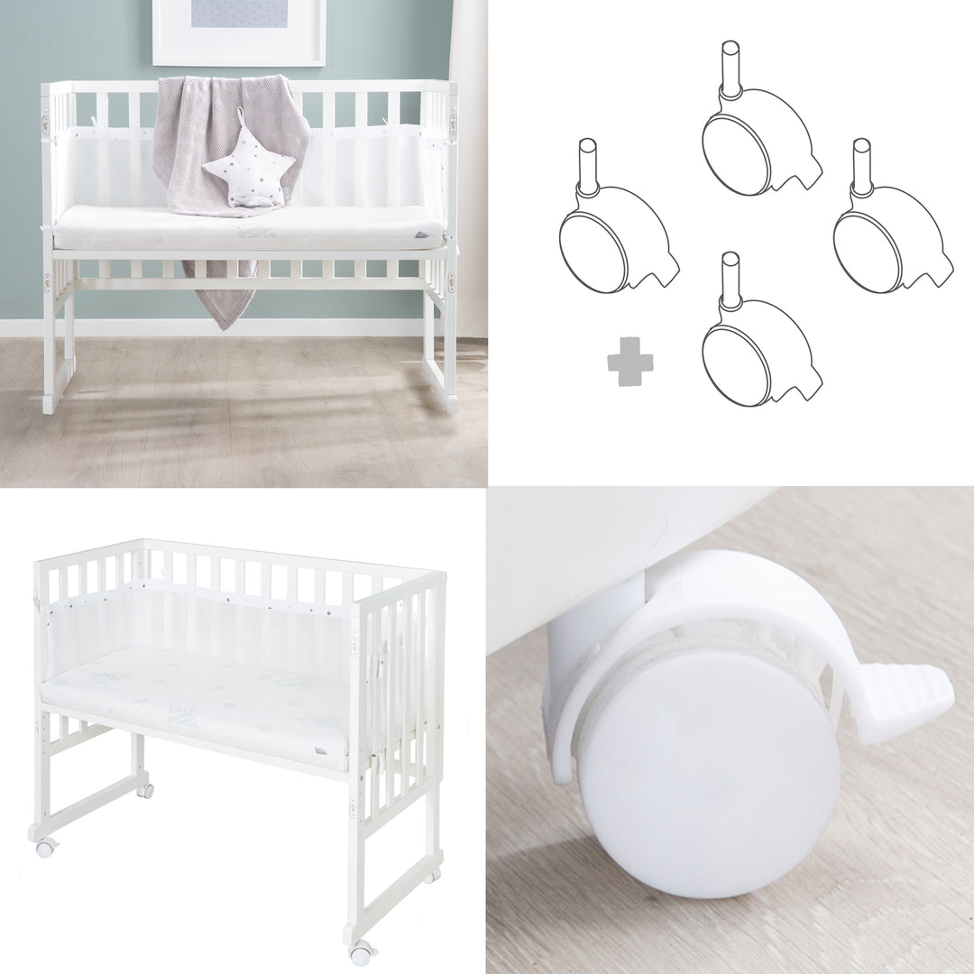 Safe asleep® 3 in 1, Culla co-sleeping - 45 x 90 cm, compresi accessori e barriera in rete