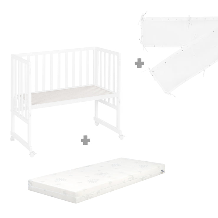 Cuna colecho safe asleep® 3 en 1 - 45 x 90 cm, incluye accesorios y barrera de malla