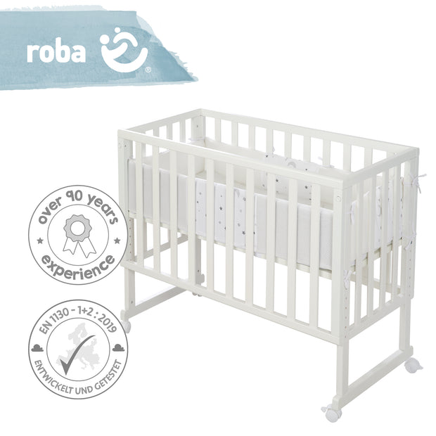 Lit d'appoint 'safe asleep®' 3 en 1 avec barrière 'Sternenzauber grau', avec matelas et nid
