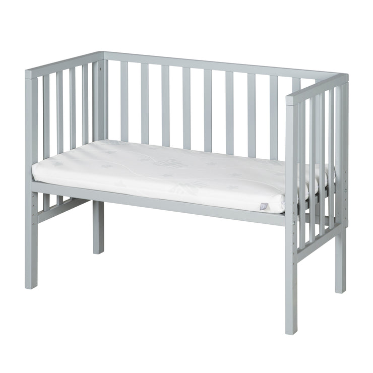 Lit cododo 2en1 avec barrière et matelas - Pour toutes les hauteurs de lit des parents - Bois taupe