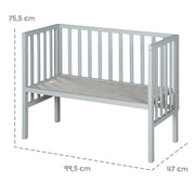 Lit cododo 2en1 avec barrière et matelas - Pour toutes les hauteurs de lit des parents - Bois taupe