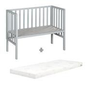 Lit cododo 2en1 avec barrière et matelas - Pour toutes les hauteurs de lit des parents - Bois taupe