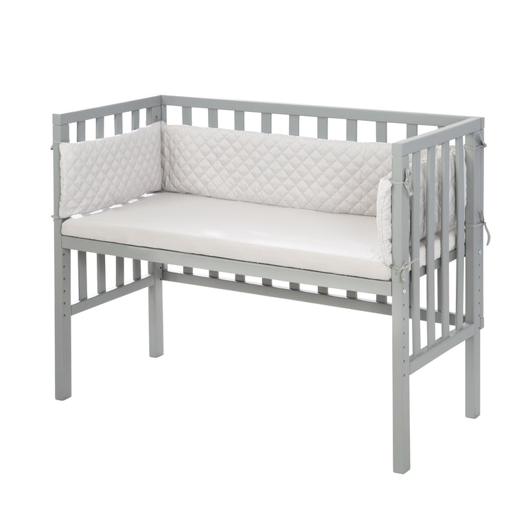 Lit cododo "roba style" 2 en 1, gris, avec matelas, nid et barrière