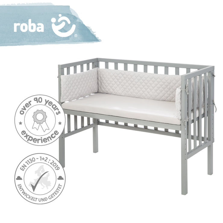 Beistellbett 'roba Style' 2 in 1, grau, inkl. Matratze, Nestchen & Bar