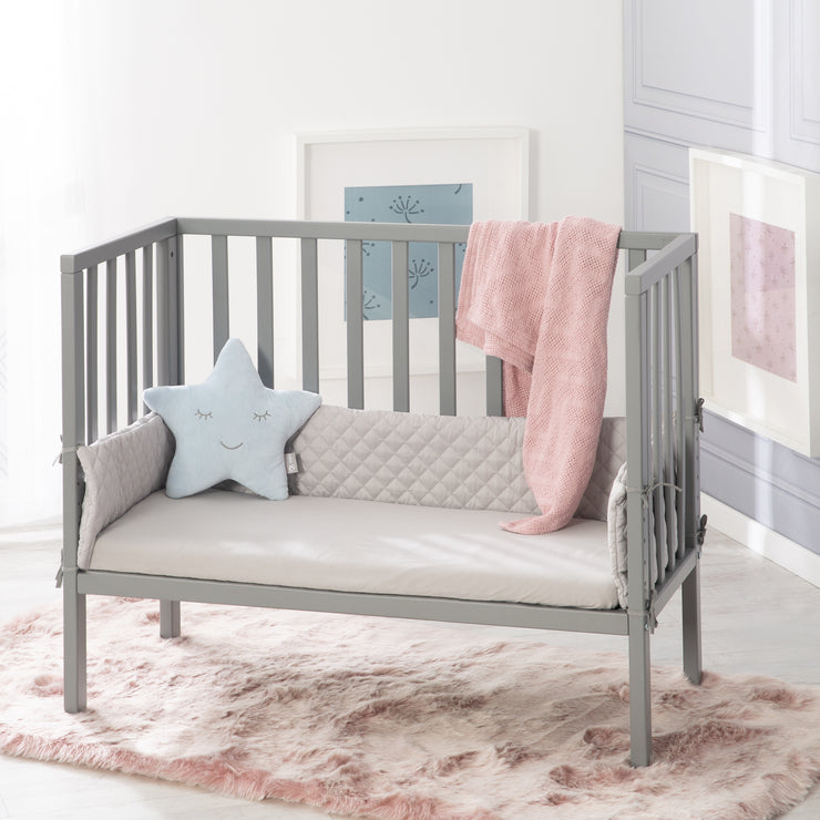 Letto laterale "Roba Style" 2 in 1, grigio, tra cui materasso, nido e barriera