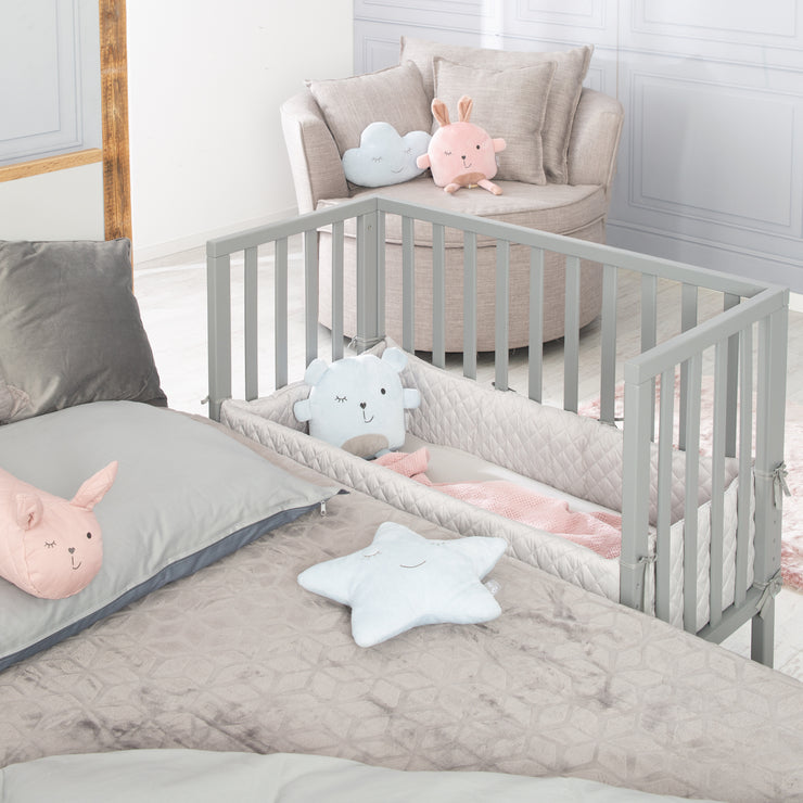 Letto laterale "Roba Style" 2 in 1, grigio, tra cui materasso, nido e barriera