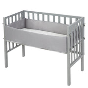 Lit cododo "safe asleep®" 2 en 1, gris, avec matelas ventilé, nid et barrière