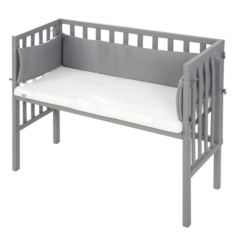 Lit cododo "safe asleep®" 2 en 1, gris, avec matelas ventilé, nid et barrière