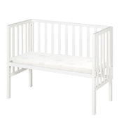 Lit cododo 2en1 avec barrière et matelas - Pour toutes les hauteurs de lit des parents - Bois blanc