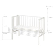 Cuna colecho 2en1 con barrera y colchón - Para todas las alturas de cama de los padres - Madera blanca