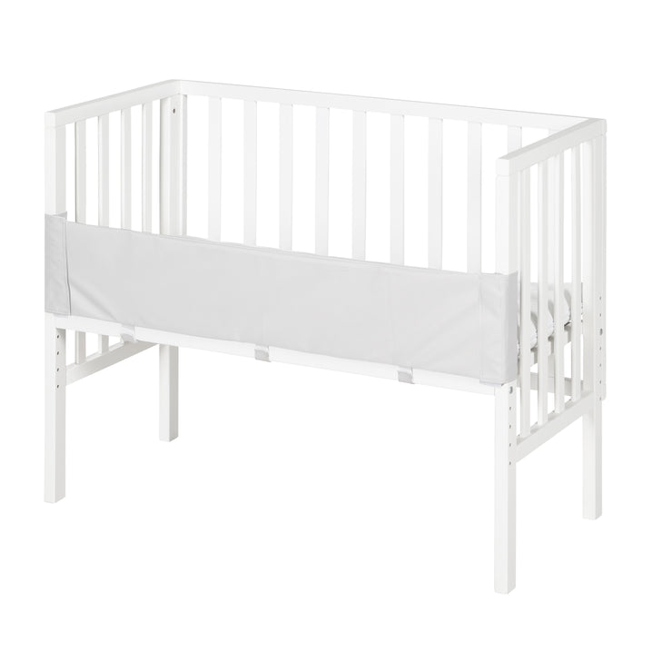 Lit cododo 2en1 avec barrière et matelas - Pour toutes les hauteurs de lit des parents - Bois blanc