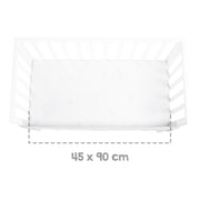 2 in 1 safe asleep® Bedside Crib 45 x 90 cm with Mattress + Canvas Barrier - White Wooden