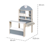Children's shop, wooden shop, sales stand with counter and side counter