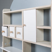 Kaufladen für Kinder, Kaufmannsladen aus Holz, Verkaufsstand mit Theke und Seitentheke