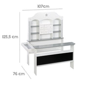 Candyshop white, with grey accents, drawers, side and front counter, incl. Accessories
