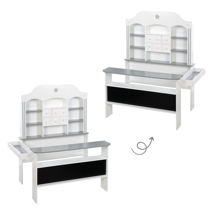 Candyshop white, with grey accents, drawers, side and front counter, incl. Accessories