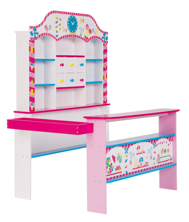 Kaufladen 'Candy-Shop', 6 Schubladen, Uhr, Theke, Seitentheke & Kasse