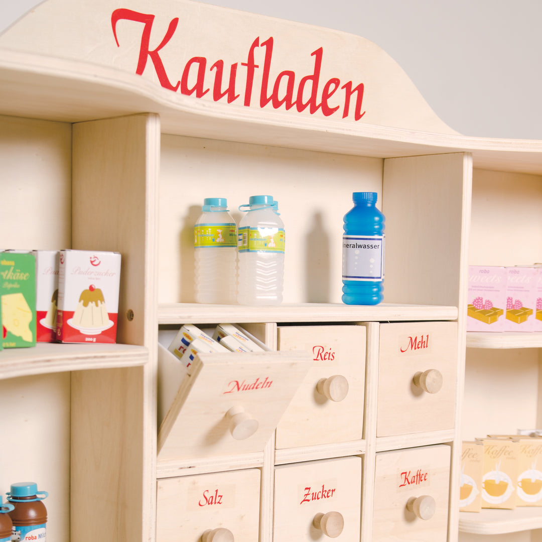 roba kaufladen mit markise Kaufladen, großer Kaufmannsladen, Holz natur, Verkaufsstand 6 Schubladen, Theke, Seitentheke