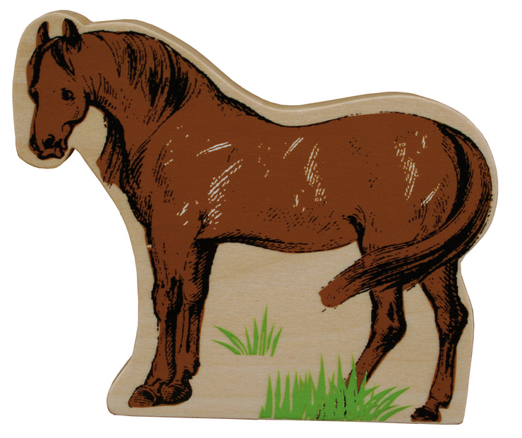 Farm 'farm', printed wooden toy, set with barn, stable, hayloft, fence & 6 farm animals, plug -in
