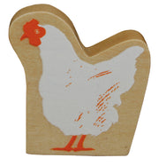 Farm 'farm', printed wooden toy, set with barn, stable, hayloft, fence & 6 farm animals, plug -in