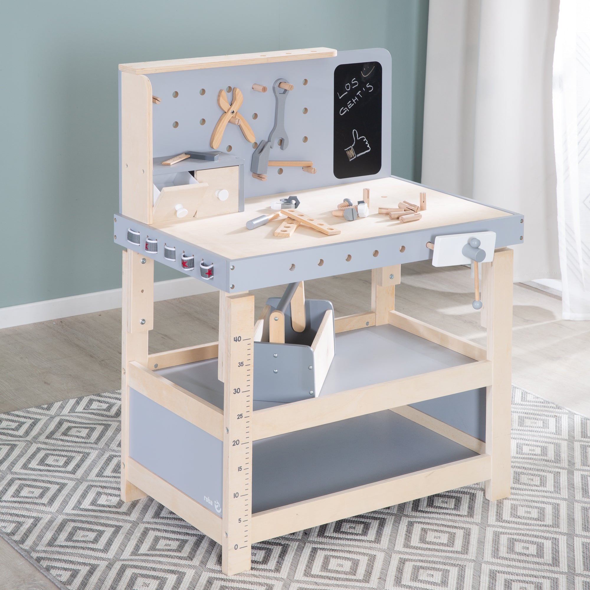 Établi à Outils En Bois Pour Enfants – Avec Marteau, Tournevis, Engrenages… Jeu Créatif 3 Ans+ - 4
