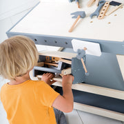 Werkbank, Holzwerkbank, Werkzeug-Set, große Arbeitsplatte, Ablage, 3 Schubfächer, mitwachsend