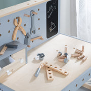 Werkbank, Holzwerkbank, Werkzeug-Set, große Arbeitsplatte, Ablage, 3 Schubfächer, mitwachsend