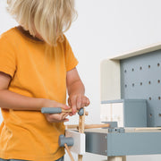 Werkbank, Holzwerkbank, Werkzeug-Set, große Arbeitsplatte, Ablage, 3 Schubfächer, mitwachsend