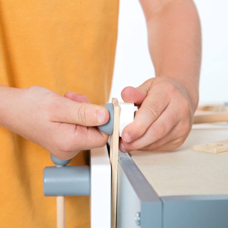 Werkbank, Holzwerkbank, Werkzeug-Set, große Arbeitsplatte, Ablage, 3 Schubfächer, mitwachsend
