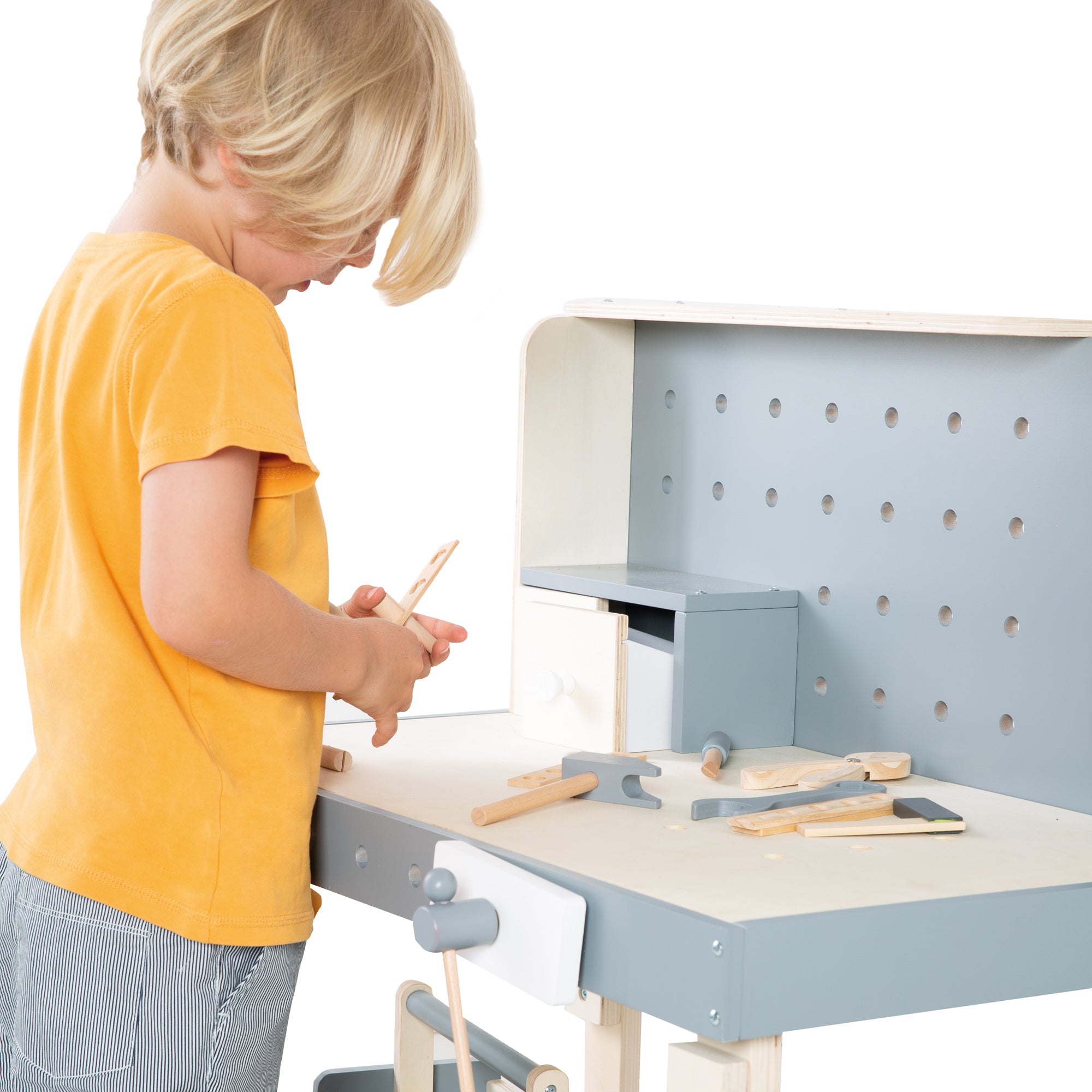 Établi à Outils En Bois Pour Enfants – Avec Marteau, Tournevis, Engrenages… Jeu Créatif 3 Ans+ - 5