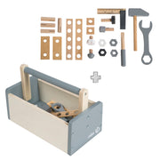 Werkzeugkiste für Kinder, Holzwerkzeugkasten, Holzbaukasten inklusive 22-teiligem Werkzeug