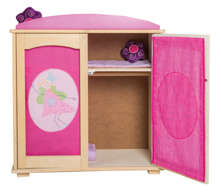 Armoire de poupée "Happy Fee", meubles pour ranger les accessoires de poupée, bois naturel