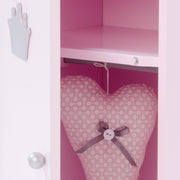 Doll Wardrobe 'Princess Sophie', 2 portes, peinte en rose, y compris le rail de vêtements et le sol