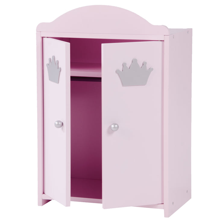 Puppenkleiderschrank 'Prinzessin Sophie', 2-türig, rosa lackiert, inkl. Kleiderstange & Boden