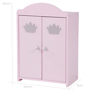 Doll Wardrobe 'Princess Sophie', 2 portes, peinte en rose, y compris le rail de vêtements et le sol