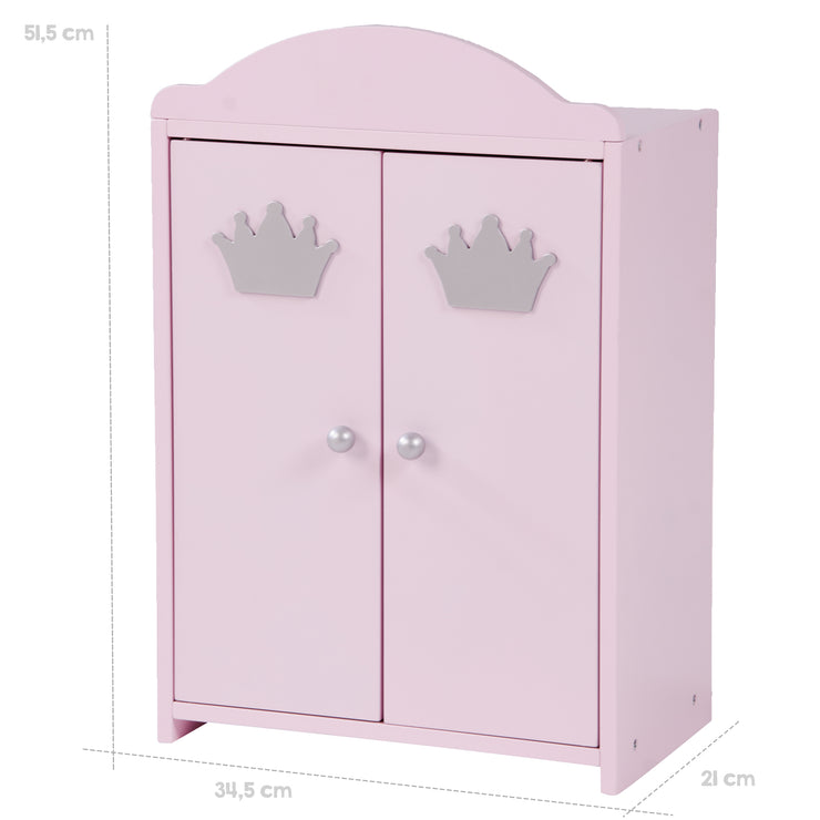 Doll Wardrobe 'Princess Sophie', 2 portes, peinte en rose, y compris le rail de vêtements et le sol