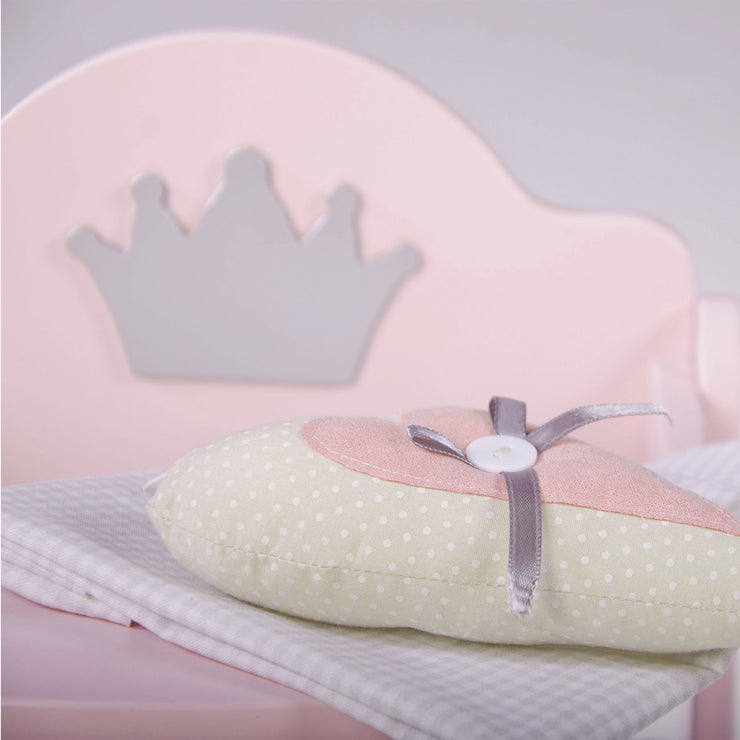 Chaise haute pour poupées "Princess Sophie", pour poupée de bébé, rose/argent avec couronne