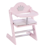 Chaise haute pour poupées "Princess Sophie", pour poupée de bébé, rose/argent avec couronne