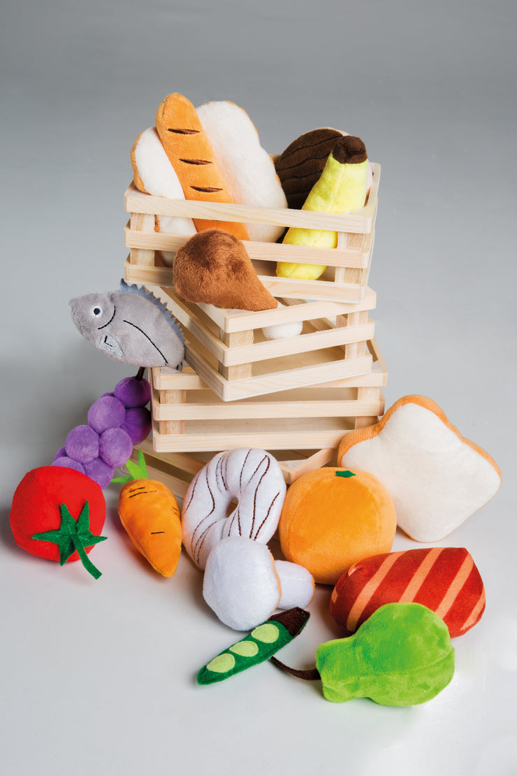 Grupos de alimentos, 4 cestas con accesorios para tienda y cocina infantil